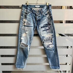 Moussy Vintage Distressed Japan Made Jeans Blue Denim Size 30